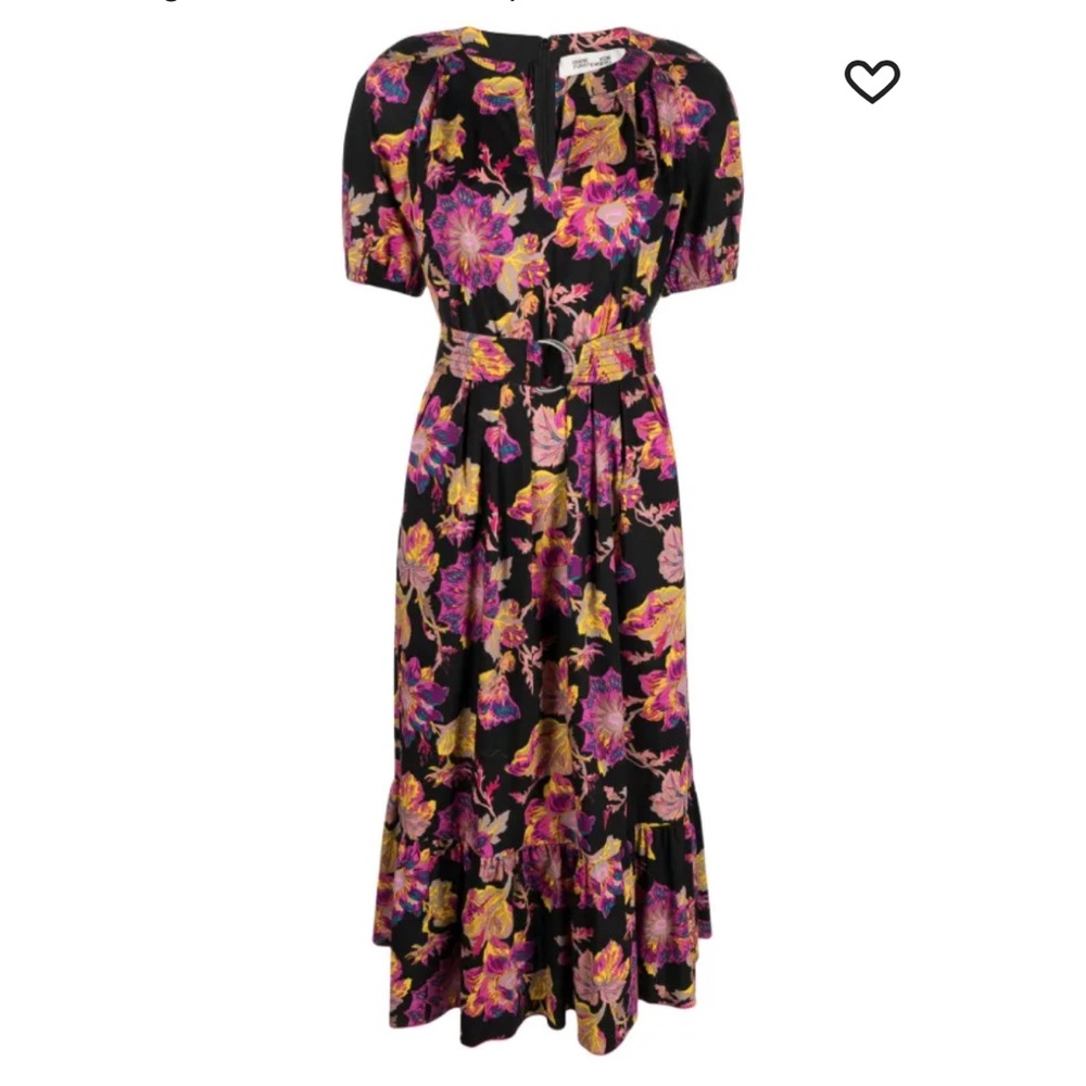 Diane Von Furstenberg Floral Printed Belted Waist Dress